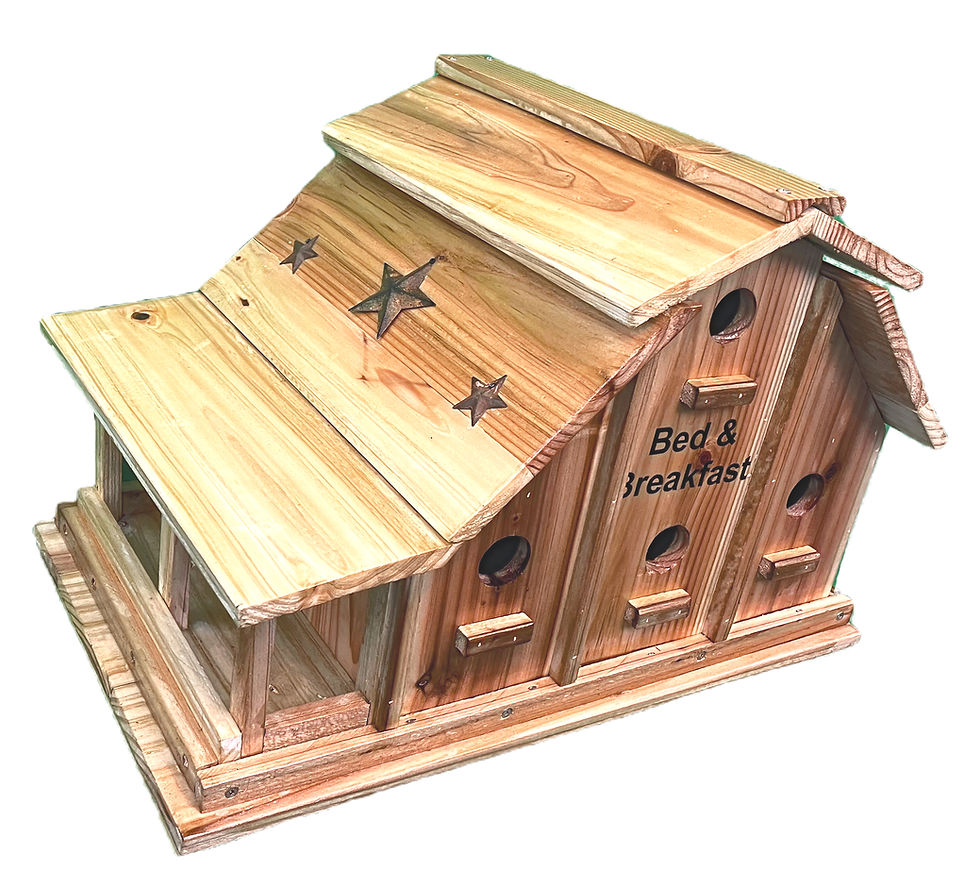 Thumbnail: Top View Alluring and Lovely Handmade Cedar Barn Birdhouse & Feeder