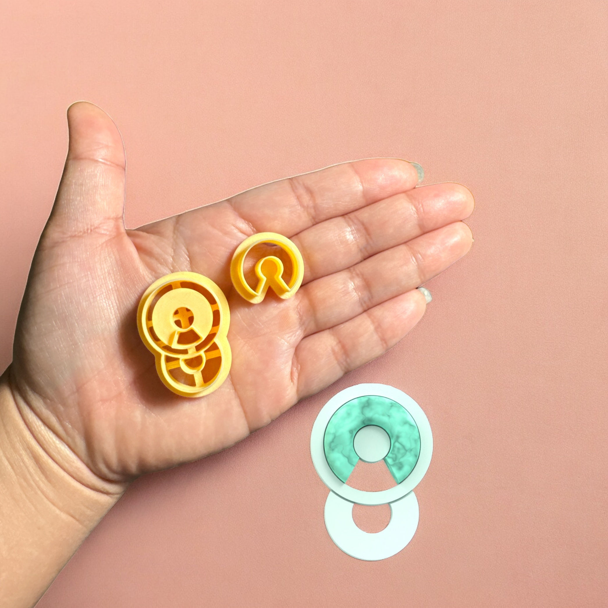 Geometric earring with precious Stone E polymer clay cutter 