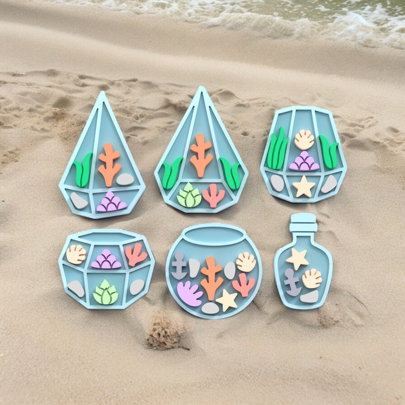 Summer Big Terrarium Pack with Sea Items, Summer Clay Cutters