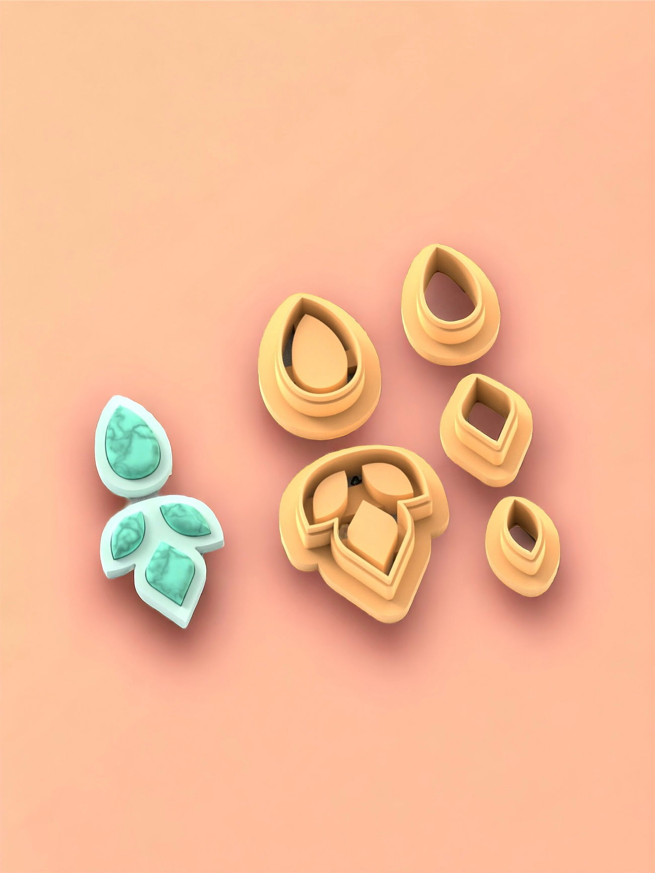 Earring with Precious Stones D Clay Cutter, Earring Clay Cutter