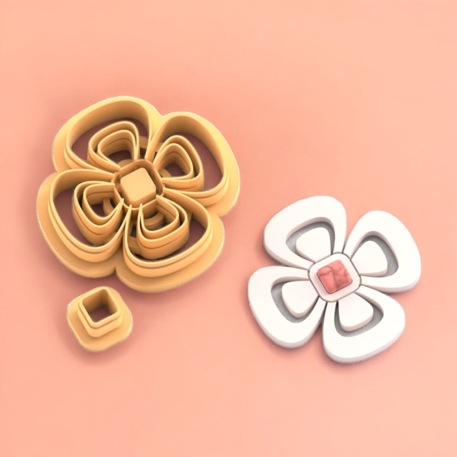 Flower Earring with Precious Stones B Clay Cutters