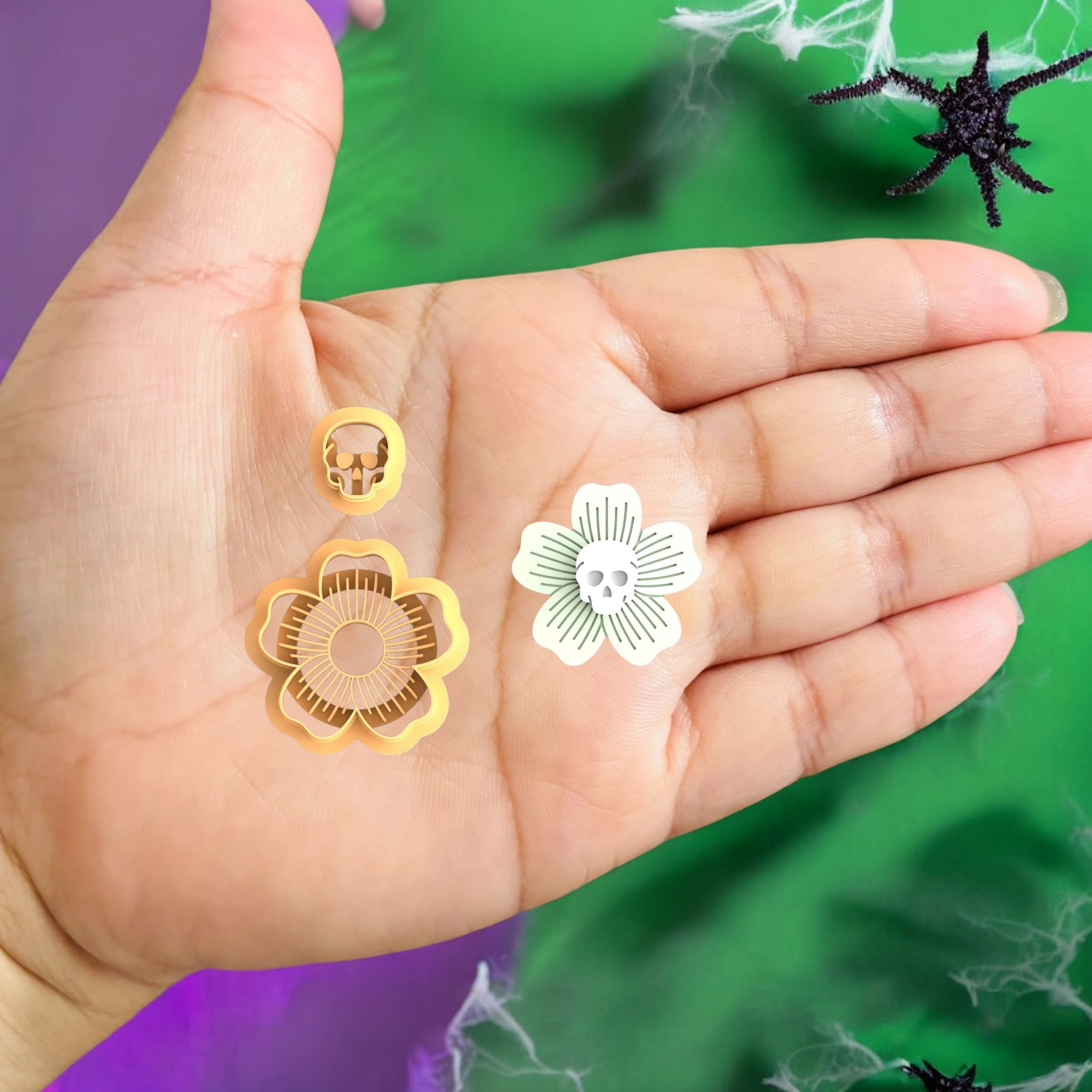 Flower Skull Polymer clay cutter