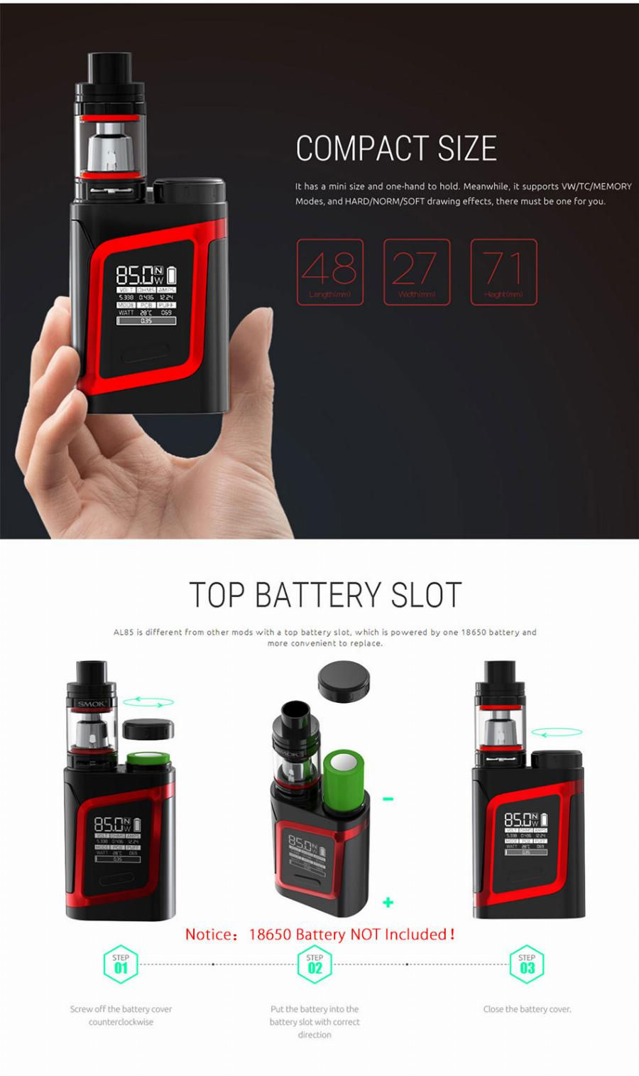 Thumbnail: Smok Al85 Kit Mini Alien + Tfv8 Baby
