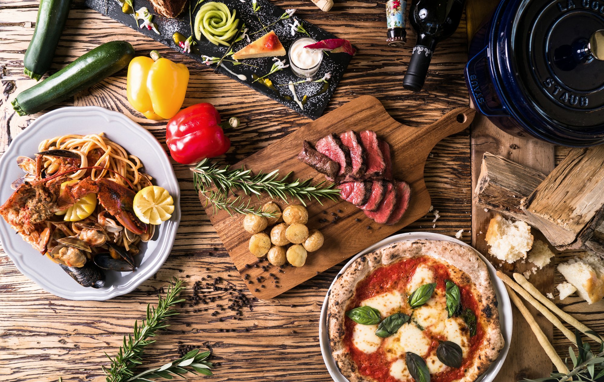 Arranged Food and Objects