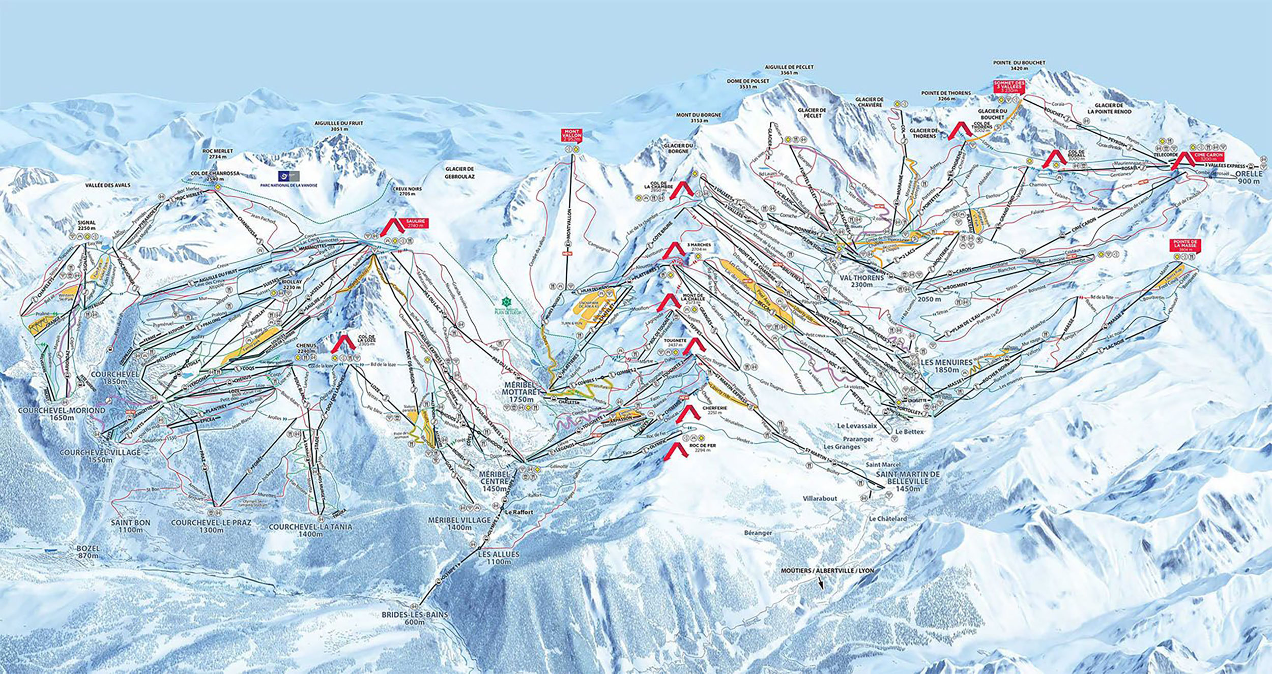 Pistemap 3 Valleys Chalet Evelyne La Tania