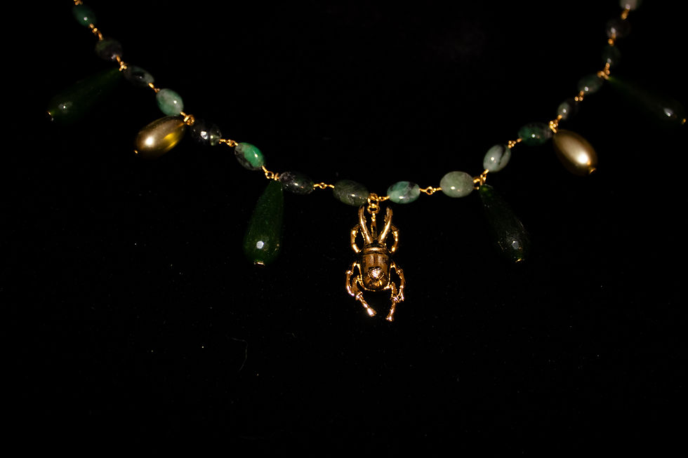 Thumbnail: Emerald Horned Beetle Droplet Necklace