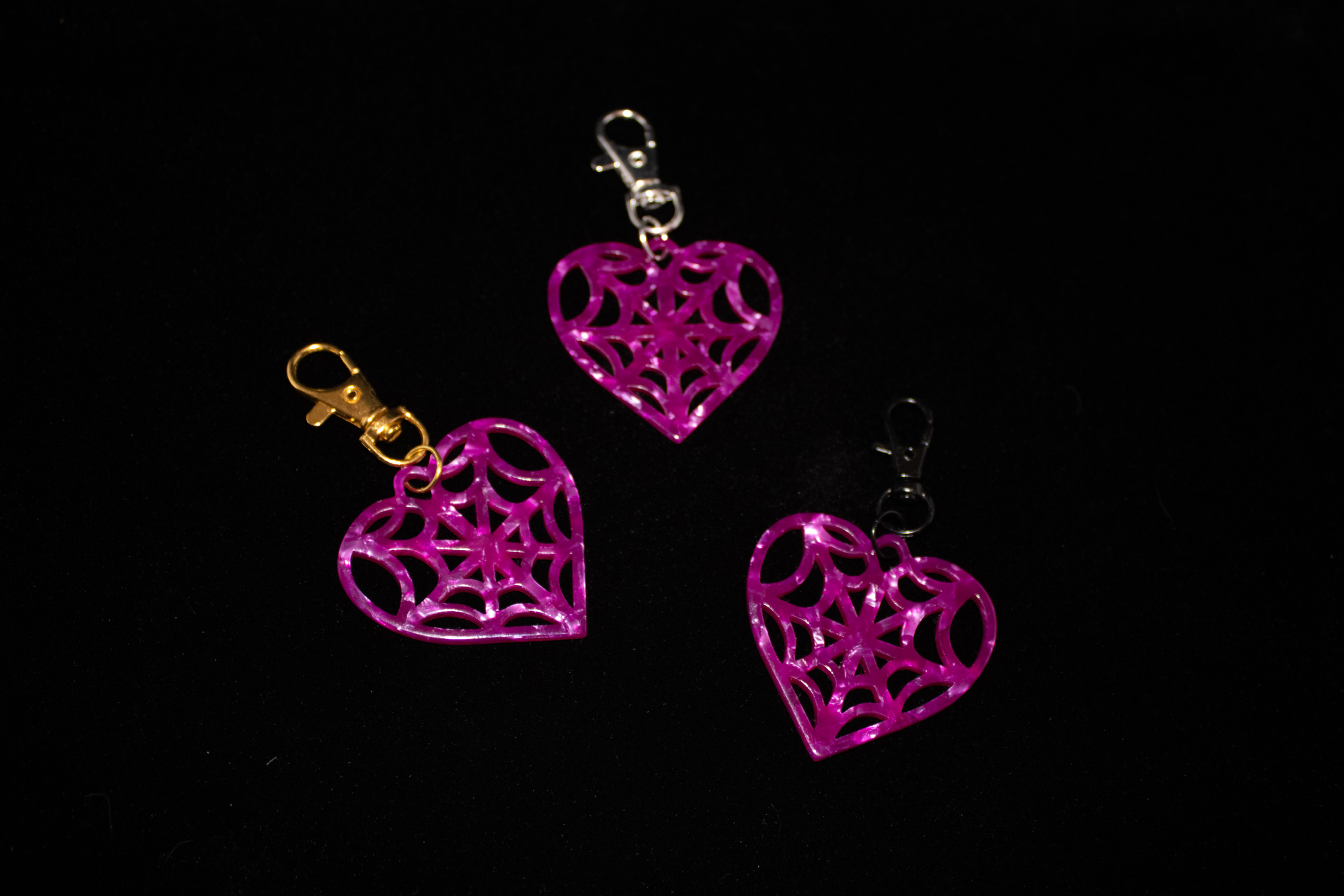 Spider Web Heart Bag Charm