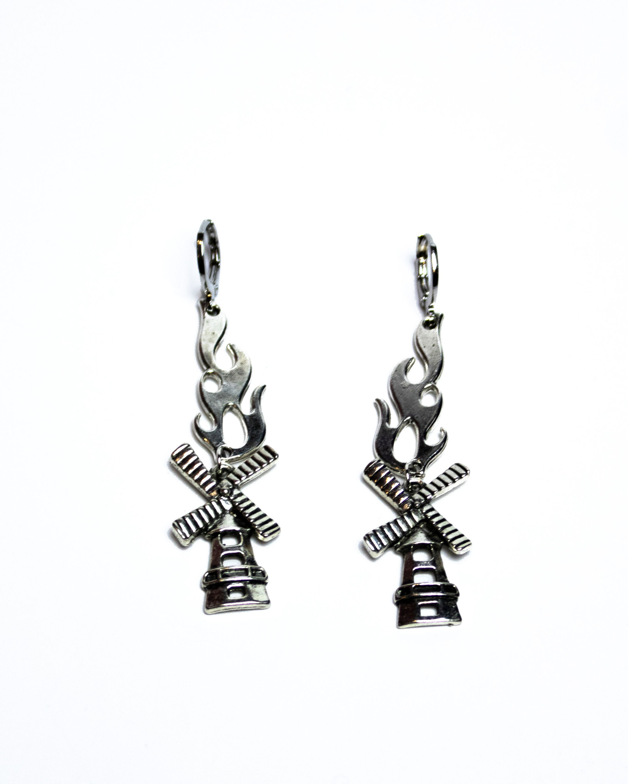 Burning Windmill Huggie Earrings