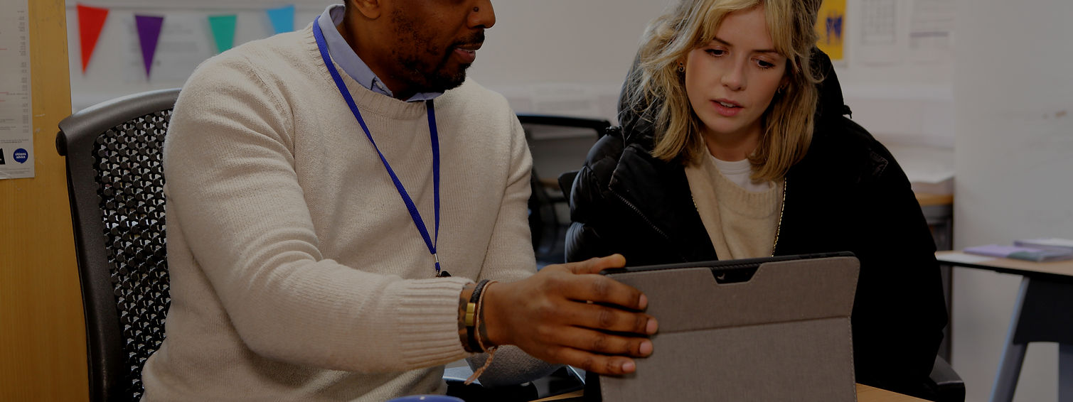 Adult adviser helping woman