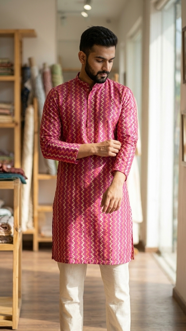 Thumbnail: Magenta Chevron Print Strappy Maxi Dress