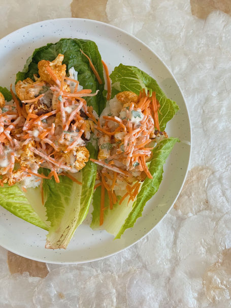 Buffalo Cauliflower Lettuce Wraps