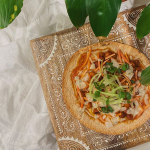 Buffalo Chickpea Tortilla Pizza