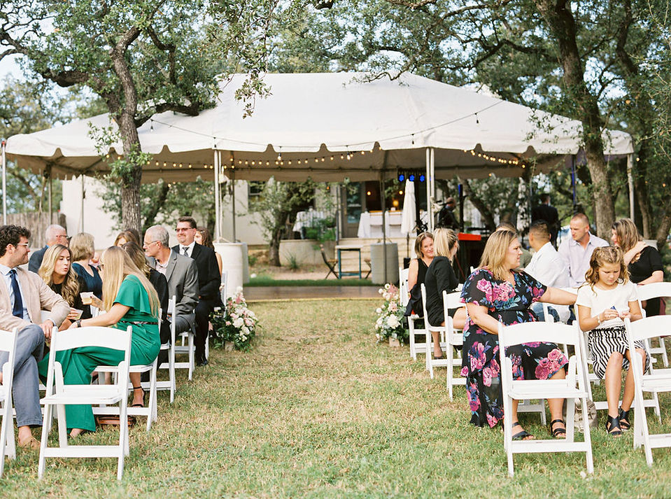 Wedding ceremony guests at The Wayback in Austin Texas
