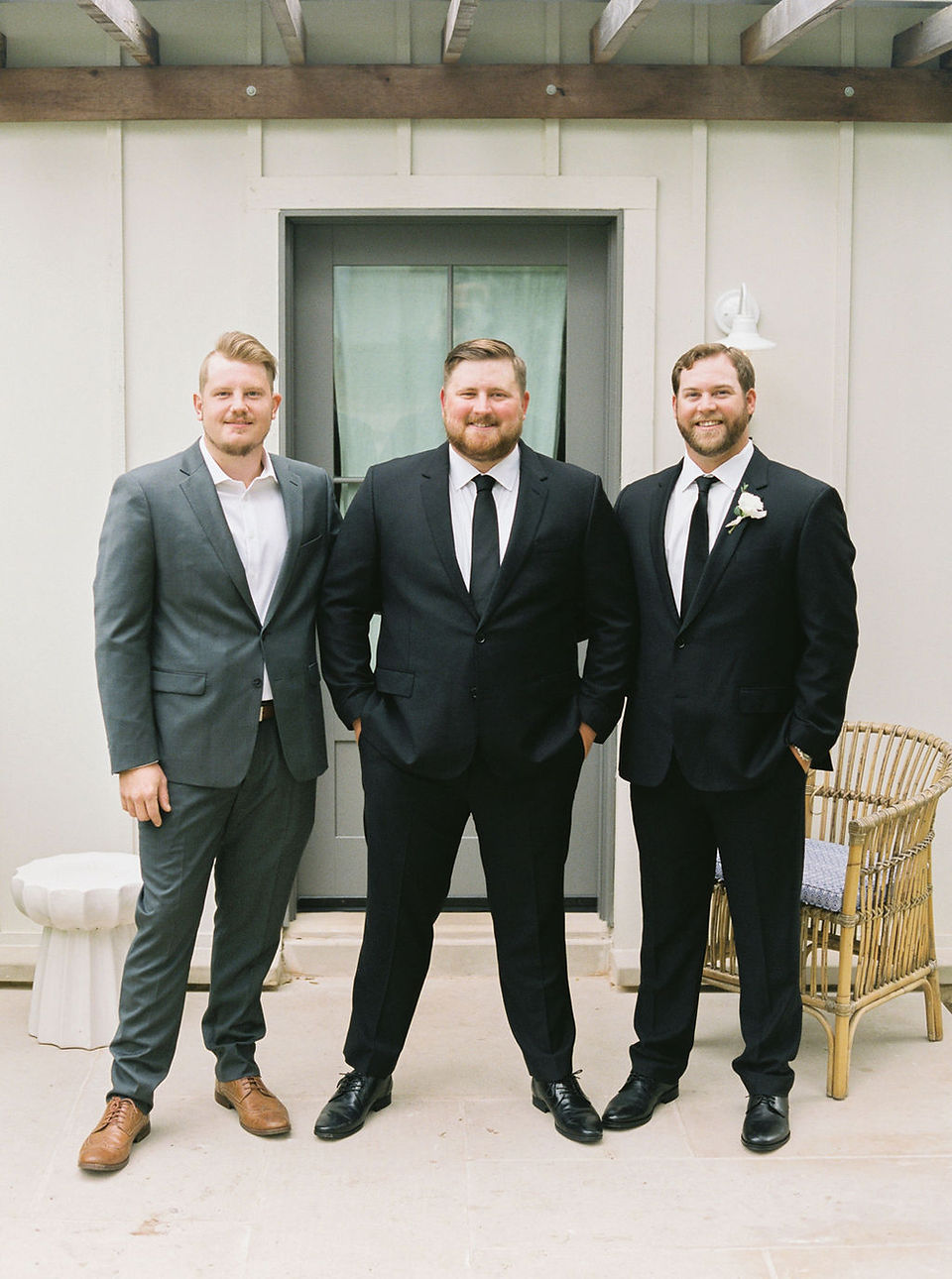 Groom with his groomsmen outside of a cottage at The Wayback in Austin Texas