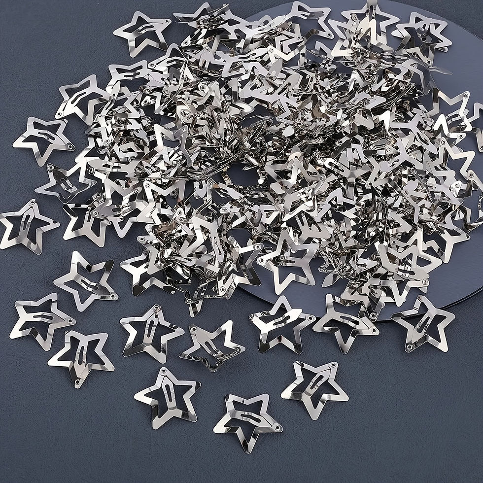 Thumbnail: 5/15/30/60/100/200pcs Y2K Silver Star Hair Clips for Girls Metal Snap Clip Hairp