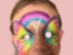 Child with colorful butterfly face painting