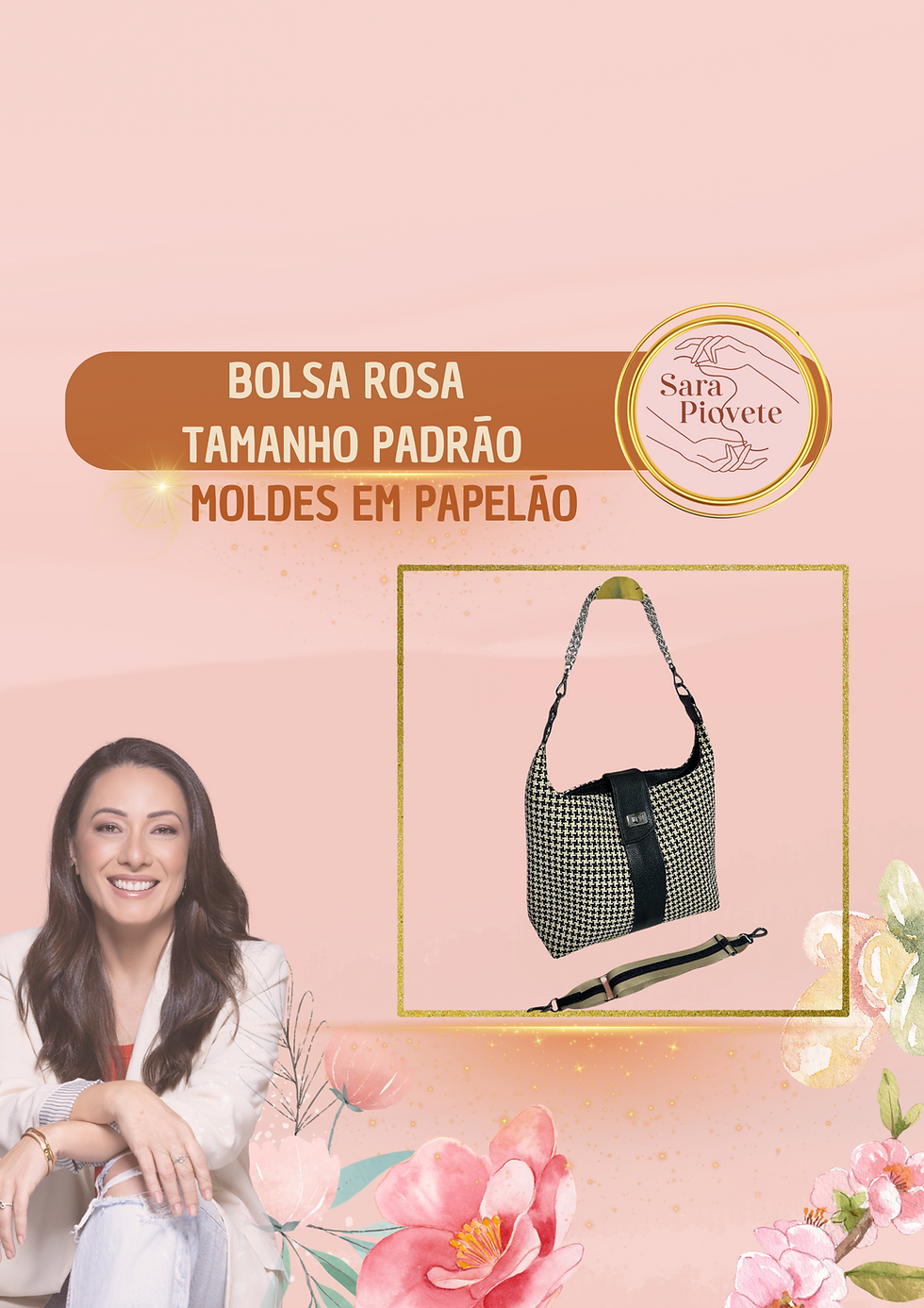 Molde em Papelão - Bolsa Rosa Tamanho Padrão