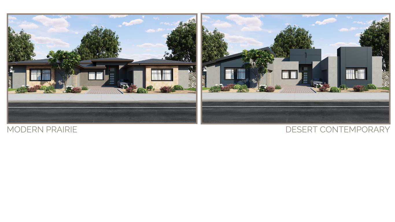 Calico plan elevations by Trust Home Builders