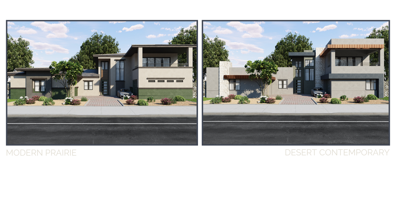 Aurora plan elevations by Trust Home Builders