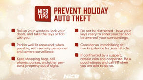 Warning to Public: Holiday Season Auto Thefts
