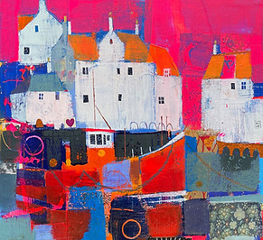 Red Sky at Night. Pittenweem Nicole Stevenson Mixed Media on Board 20 x 20cm £420.jpg
