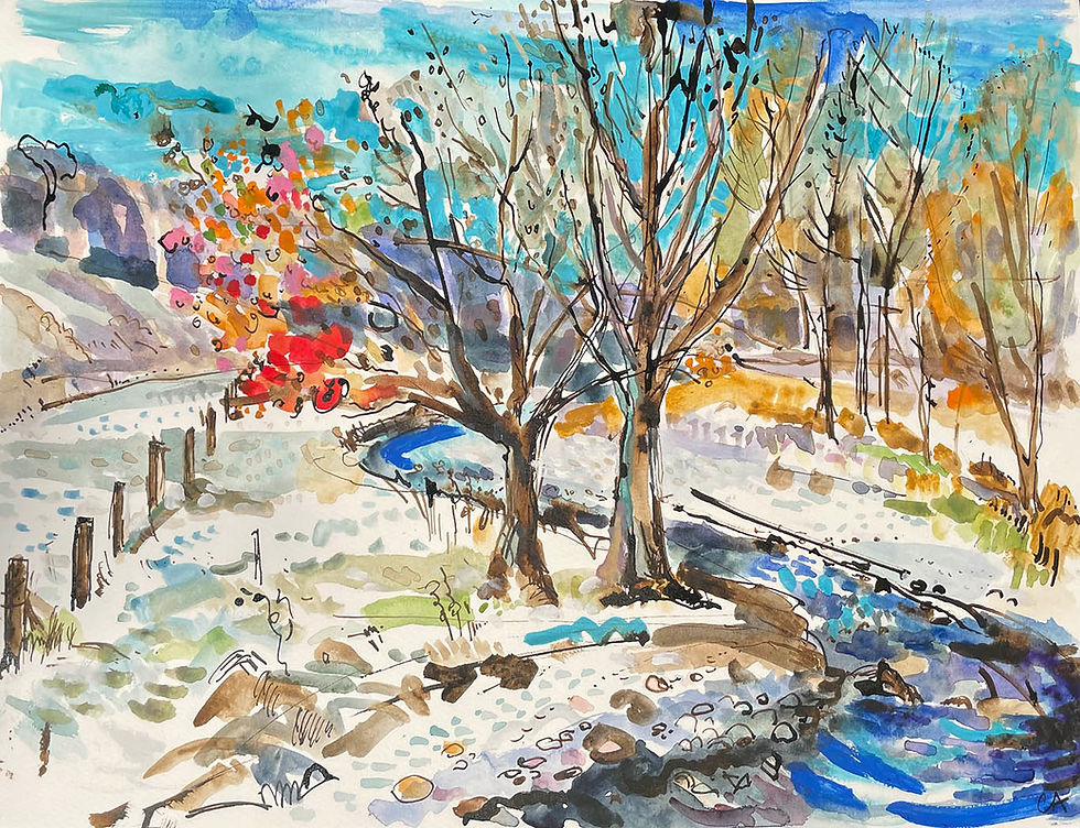 Autumn Colour Early Snow Clare Arbuthnott mixed media 53 x 43 cm £495 copy