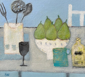 Five Green Pears Stuart Walters Acrylic on Canvas Board 25x25cm £135.jpg