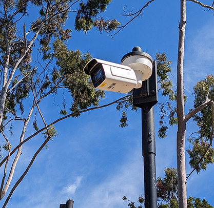 surveillance camera install on a pole