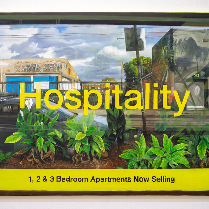 Self portrait in front of the windows of the show room where Tracy will be getting her apa