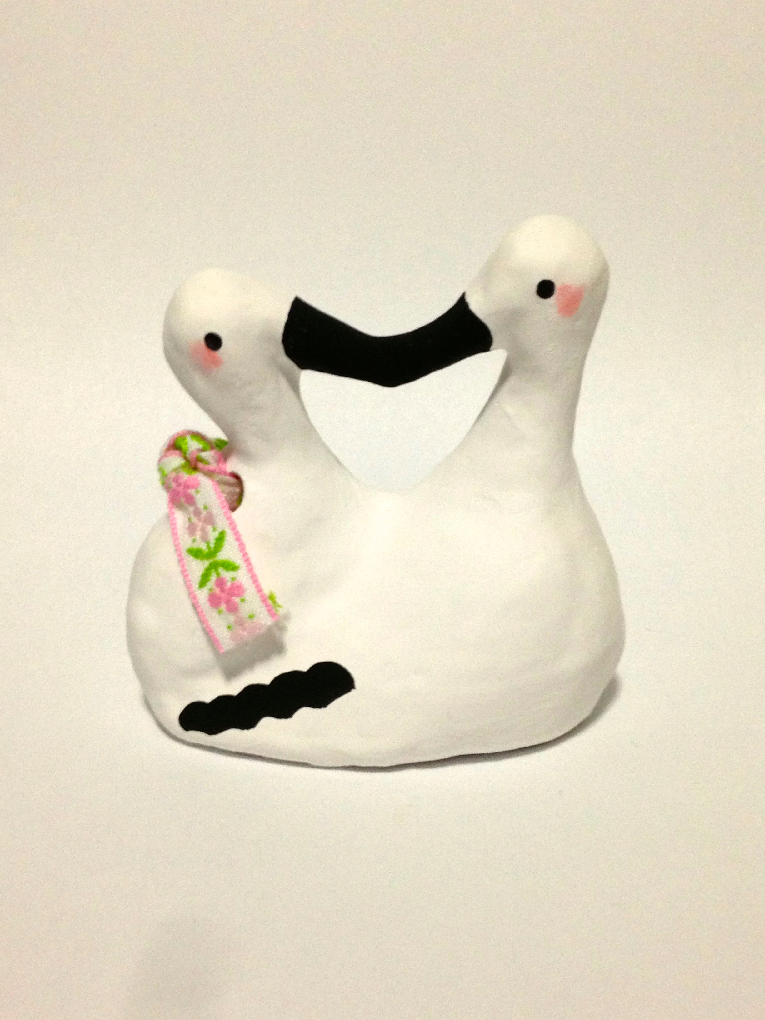 幸せのハートコウノトリ土鈴