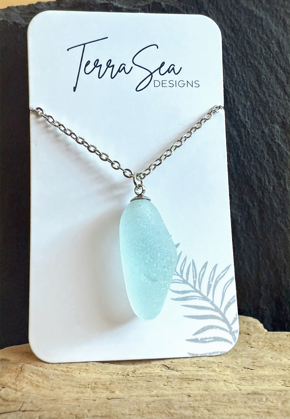 Aqua Seaglass Stainless Chain