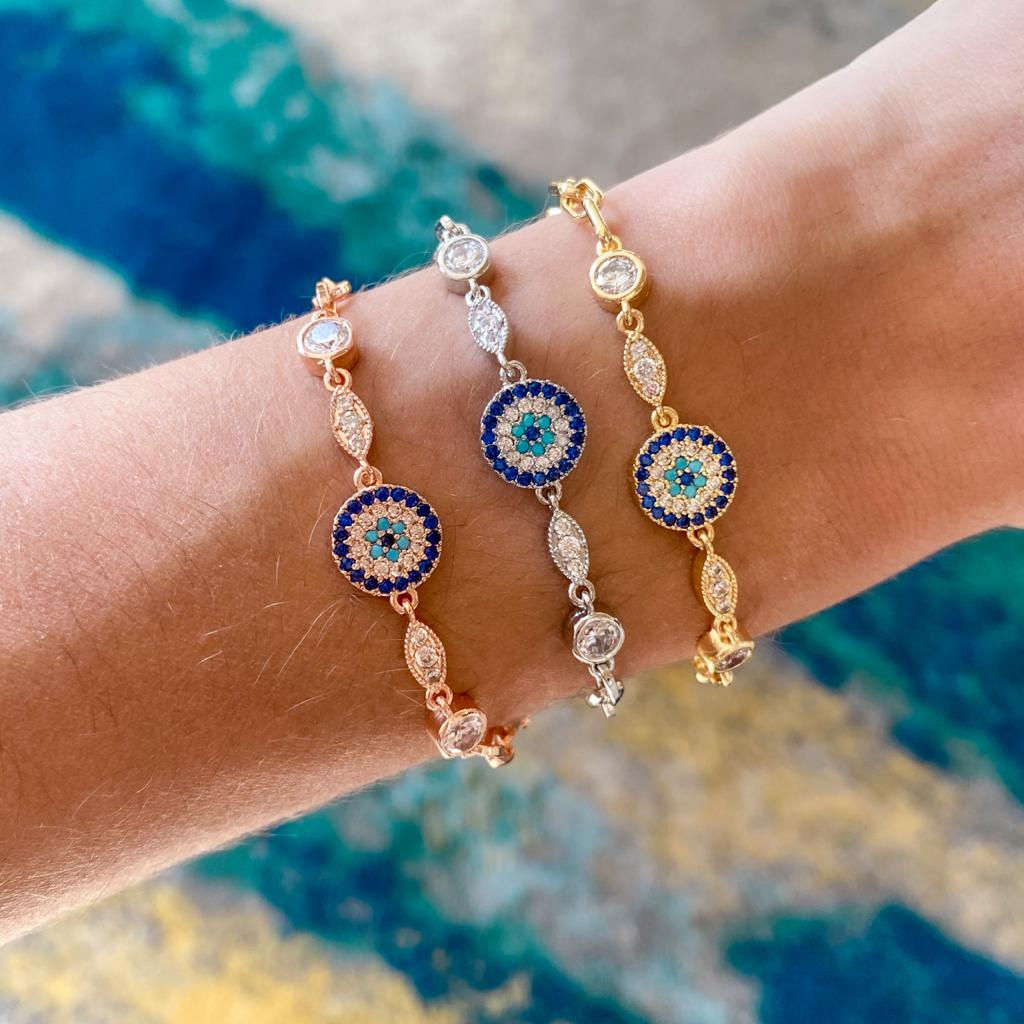 Diamante Chain Evil Eye Bracelet