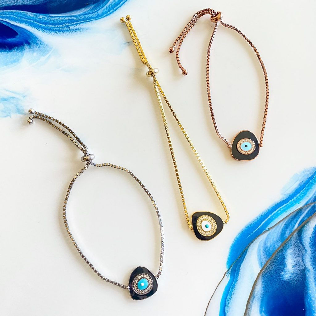 Black Geometric Evil Eye Bracelet
