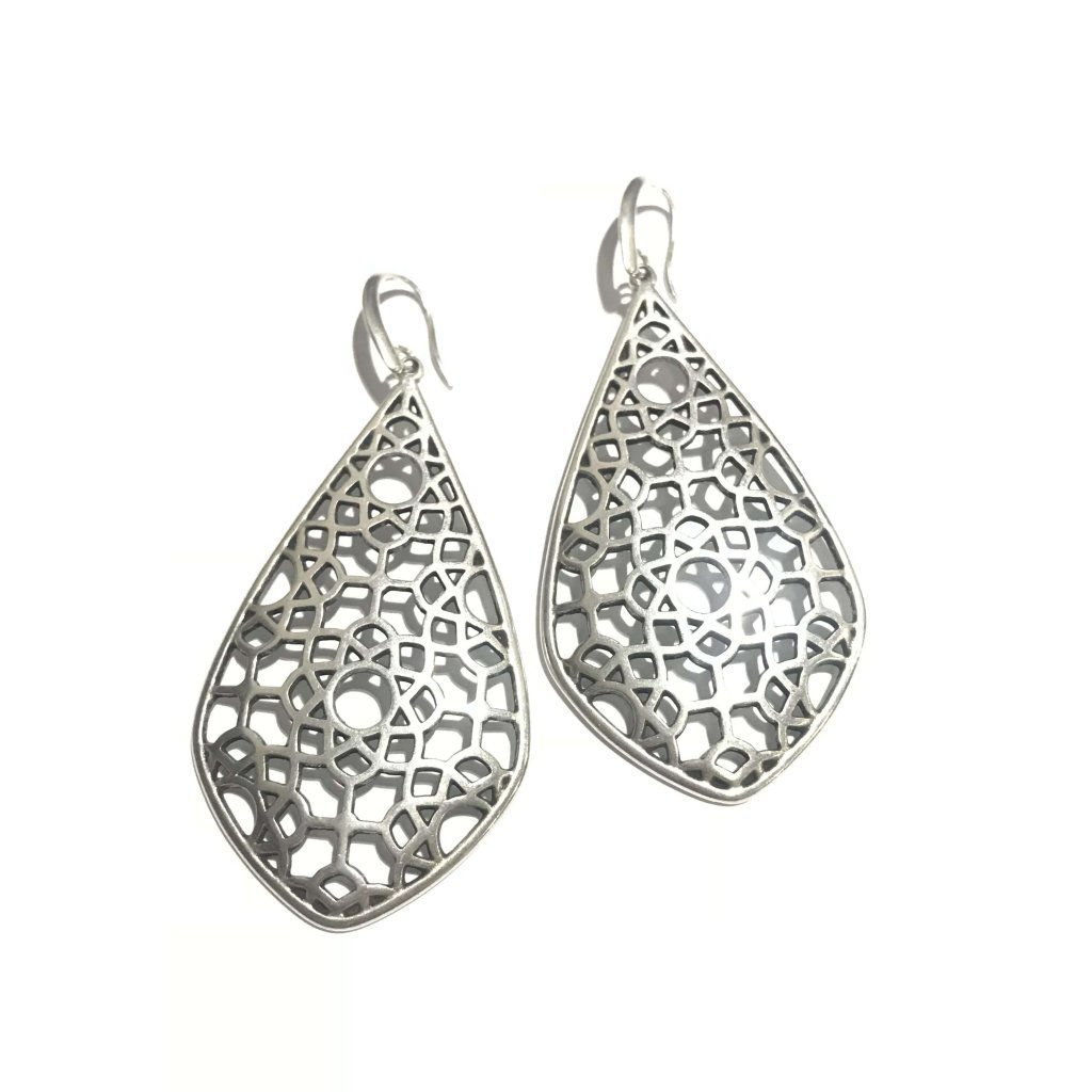Filigree Silver Drop Earrings