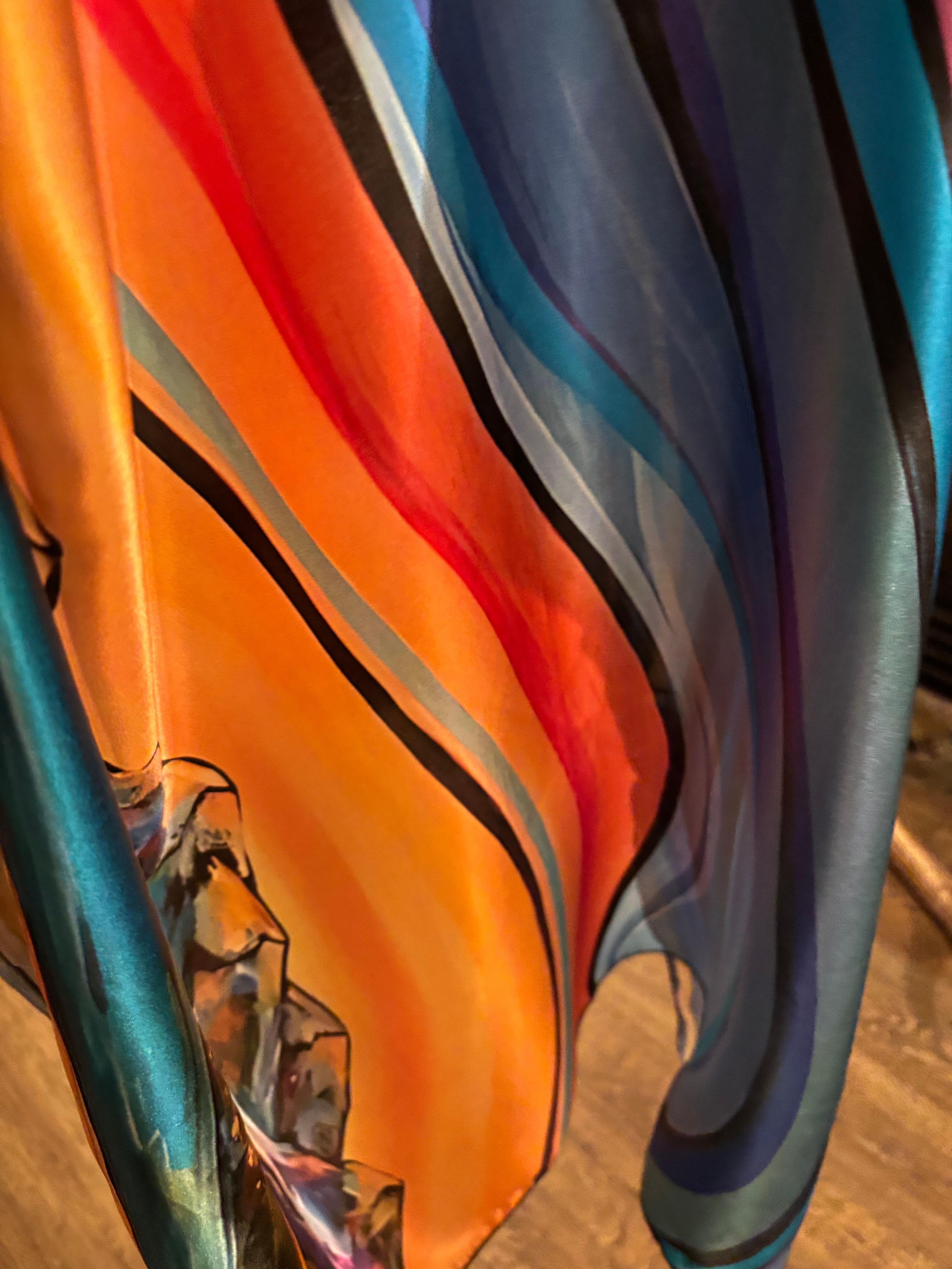 Alberta SkyCharmeuse Silk Scarf