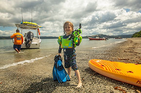 kid is ready to snorkel in Papagayo