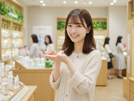 店頭でスキンケア商品を体験