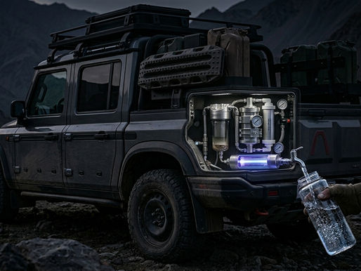 Un véhicule d'expédition avec un système de filtration de l'eau embarqué