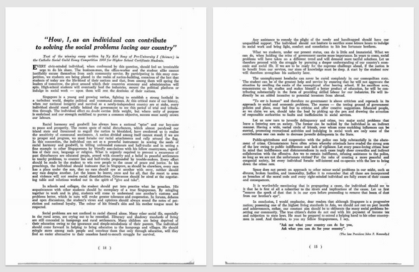 Ng Kok Song’s essay in 1965 Montfort Annual on the occasion of Singapore’s independence..p