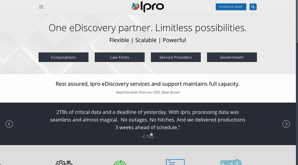 A GIF of the old IPRO website