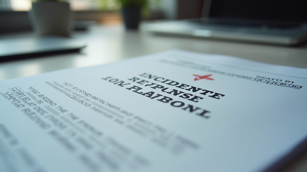 Close-up view of a printed incident response playbook document on a desk