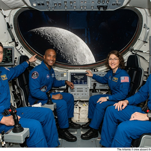 NASA Artemis II crew inside Orion spacecraft during historic 2026 lunar flyby mission