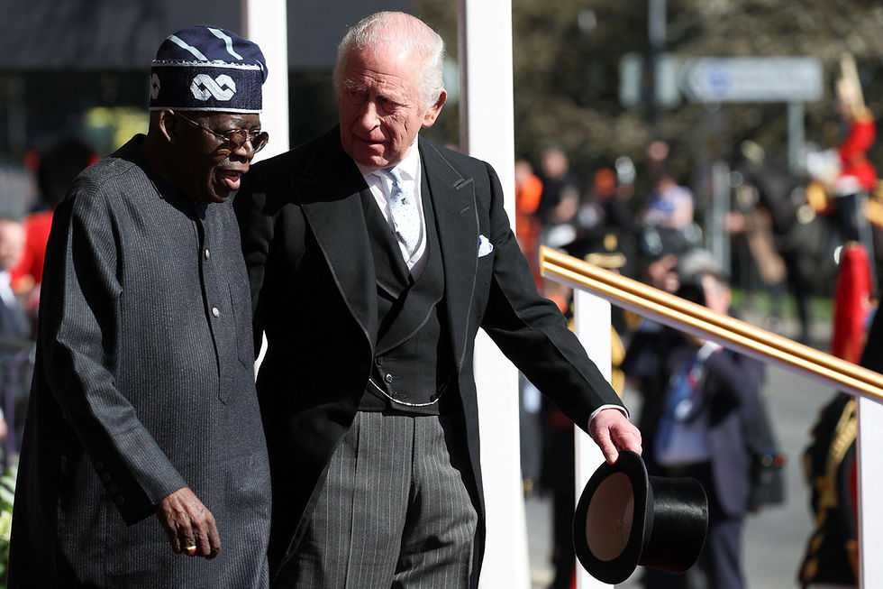 King Charles III and Nigerian President Bola Ahmed Tinubu walk together at Datchet Road, Windsor, Berkshire, during the ceremonial welcome on day one of Nigeria's historic state visit to the United Kingdom, March 18, 2026.