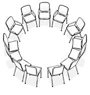 sketch of a circle of empty chairs, set up for a therapy group