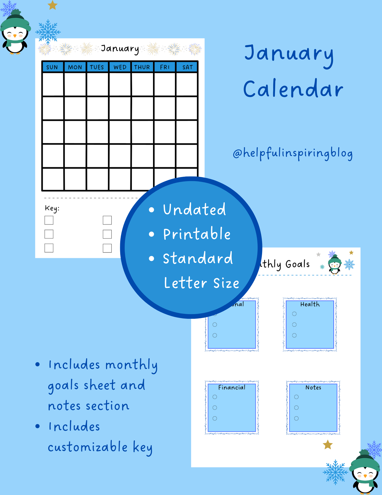 Undated January Calendar