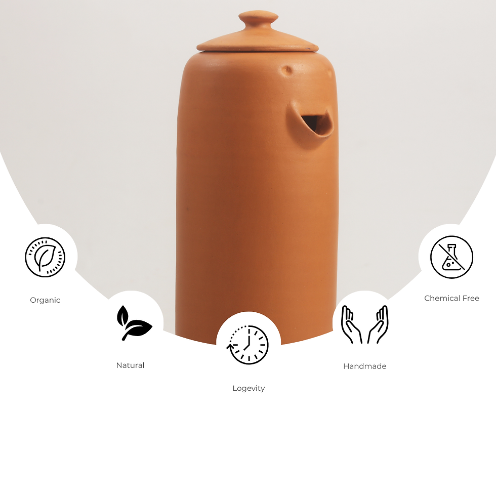 Thumbnail: Vanchai Handmade Terracotta Water Jug/Jar with lid - 750 ML