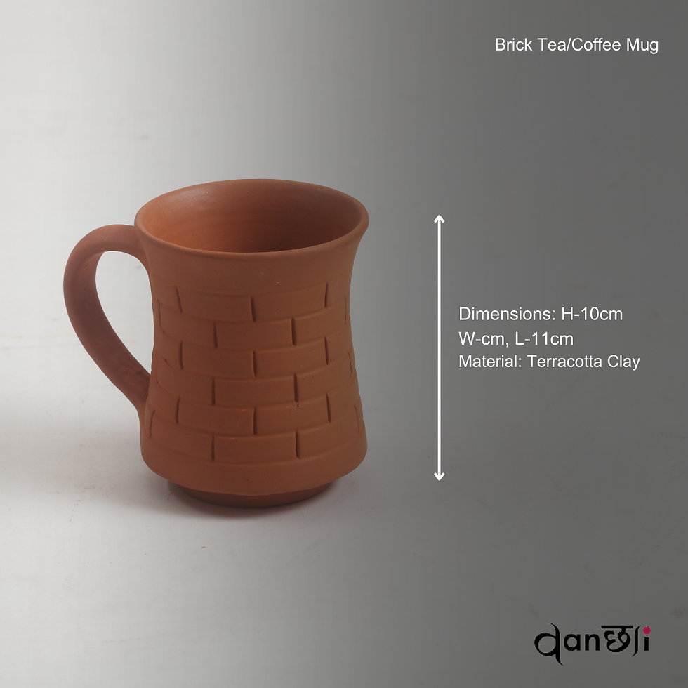 Thumbnail: Vanchai Terracotta Matte Finish Engraved mug for Coffee,Drinks - Set of 2