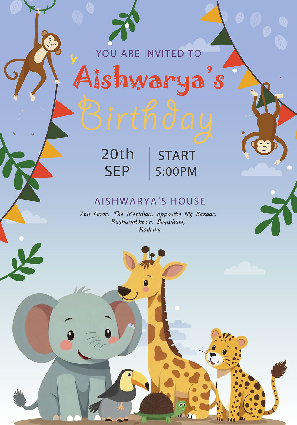Thumbnail: Elephant and Family Birthday Party Invitation Cards (Handmade Paper) A5