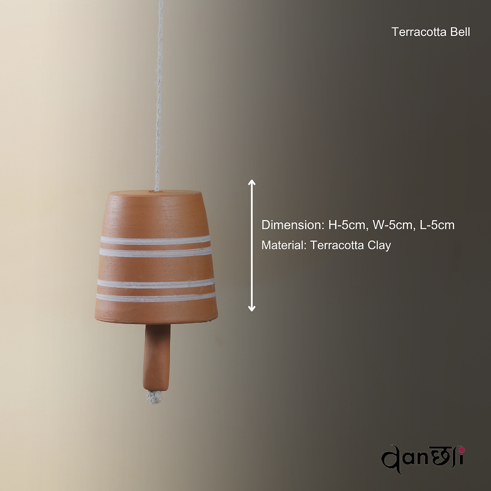 Thumbnail: Terracotta Bell with clay clapper with jute cord | Clay Wind Chimes for Balcony