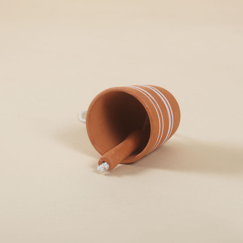 Thumbnail: Terracotta Bell with clay clapper with jute cord | Clay Wind Chimes for Balcony